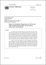 Report of the Special Rapporteur on the human right to safe drinking water and sanitation, Catarina de Albuquerque. Sustainability and non-retrogression in the realisation of the rights to water and sanitation.