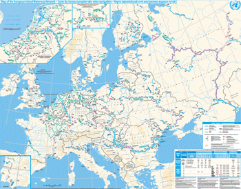 Mapa de las vías navegables europeas.