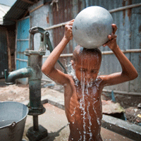 Child washing himself