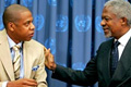 Former Secretary-General Kofi Annan with Jay-Z