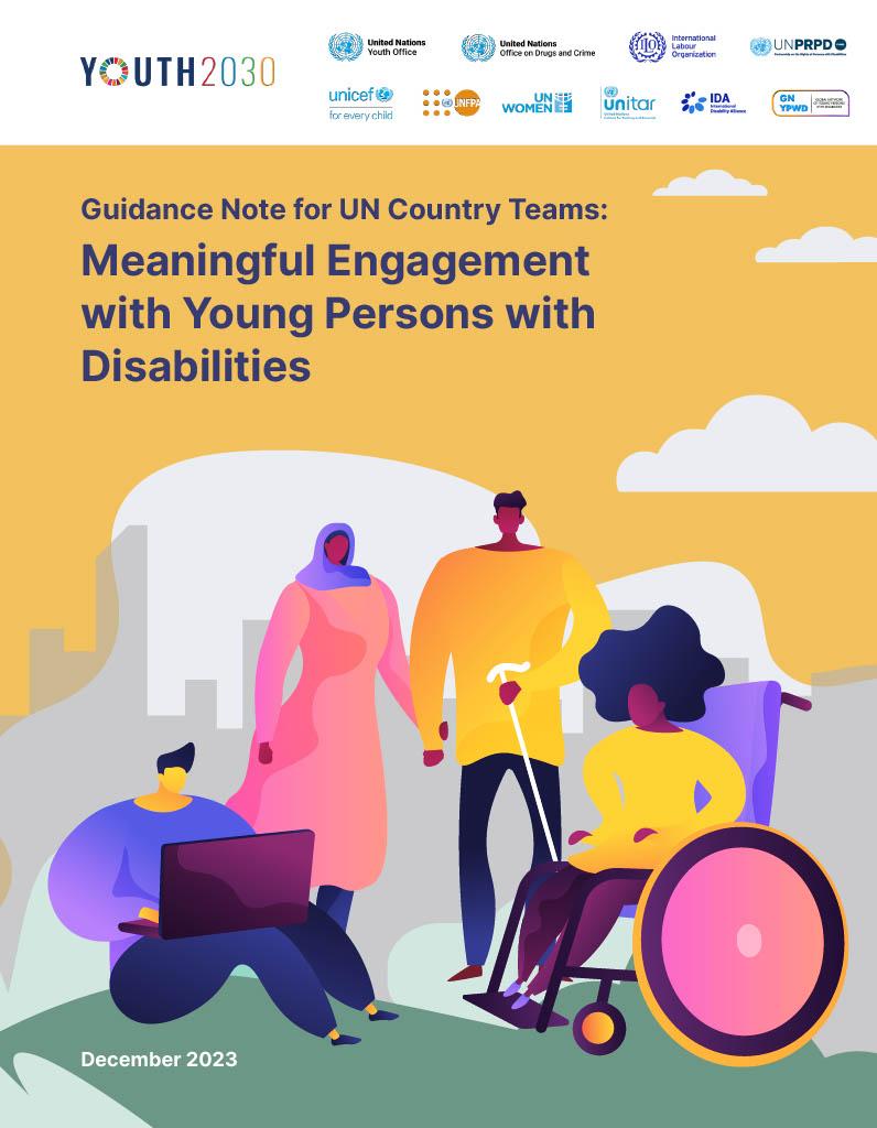 Illustrations of a diverse group of four people, including two using mobility assistive devices.