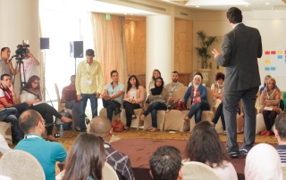 Ahmad Alhendawi in a discussion with youth in Cairo